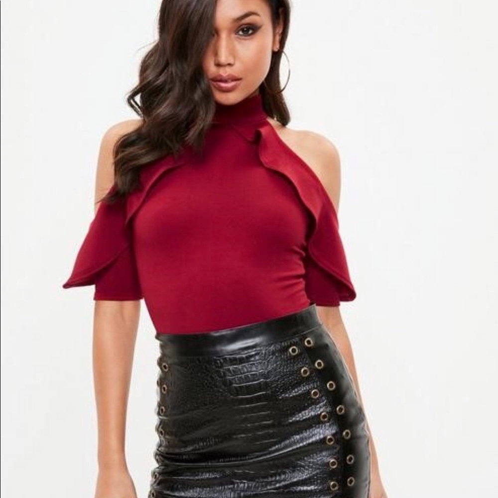 Cold Shoulder Frill Bodysuit